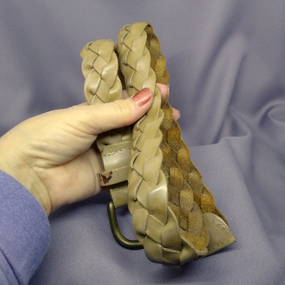 Tan Braided Belt Genuine Leather Vintage (90s) - 33 1/2" length